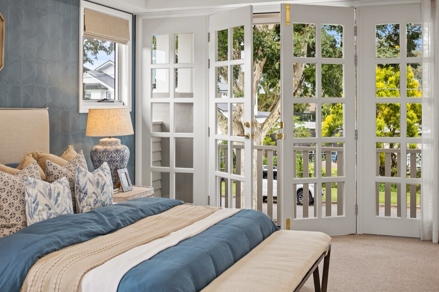 Master bedroom with french doors, Hendra Brisbane